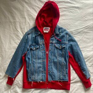 Levi's Denim Jacket with Red Hoodie Liner – Size Medium